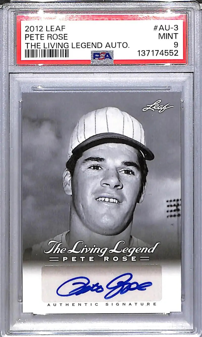 2012 Leaf The Living Legend #AU-3 Pete Rose PSA 9 MINT Auto - Baseball Card Single