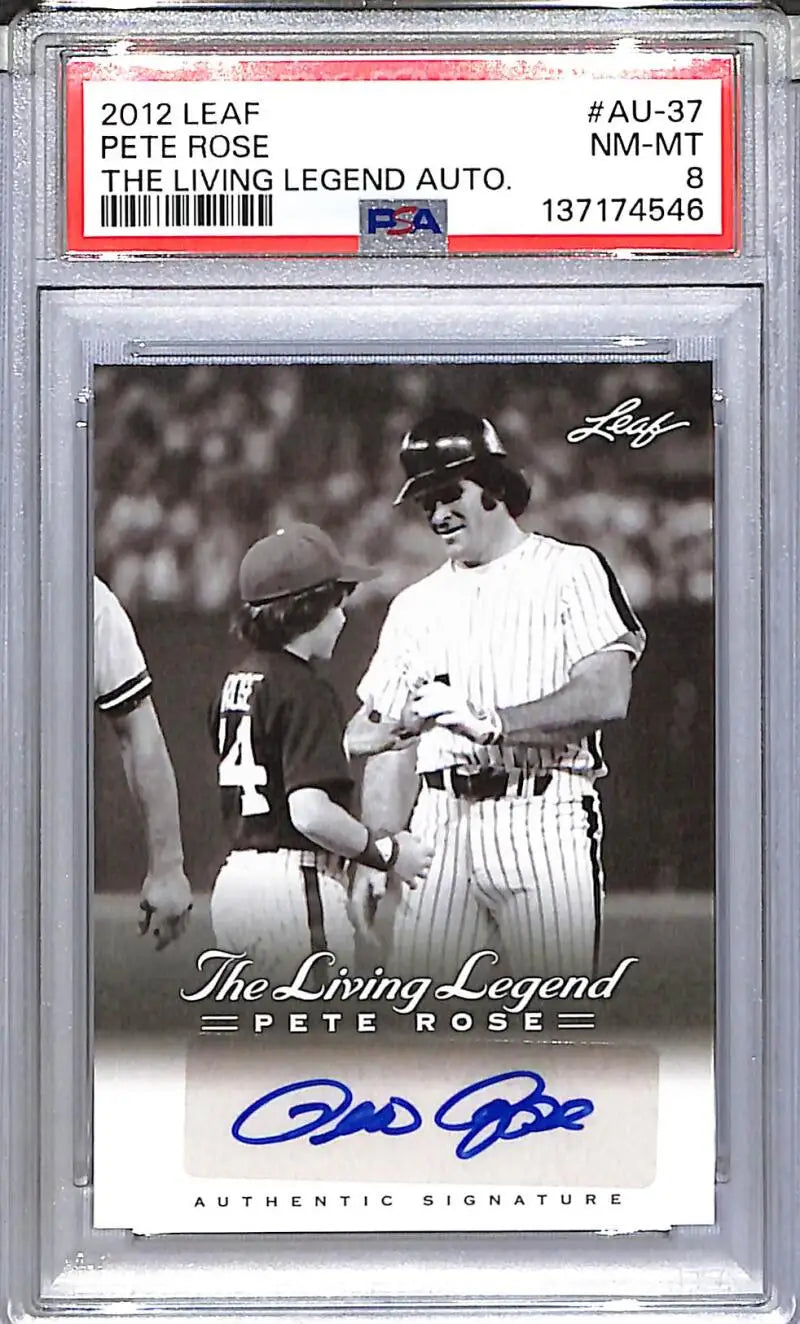 2012 Leaf The Living Legend #AU-37 Pete Rose PSA 8 NM-MT Auto - Baseball Card Single