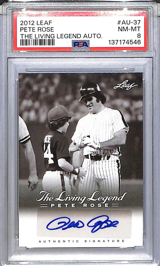 2012 Leaf The Living Legend #AU-37 Pete Rose PSA 8 NM-MT Auto - Baseball Card Single