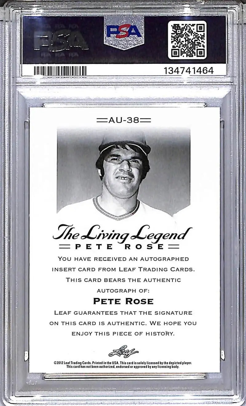2012 Leaf The Living Legend #AU-38 Pete Rose PSA 9 MINT Auto - Baseball Card Single