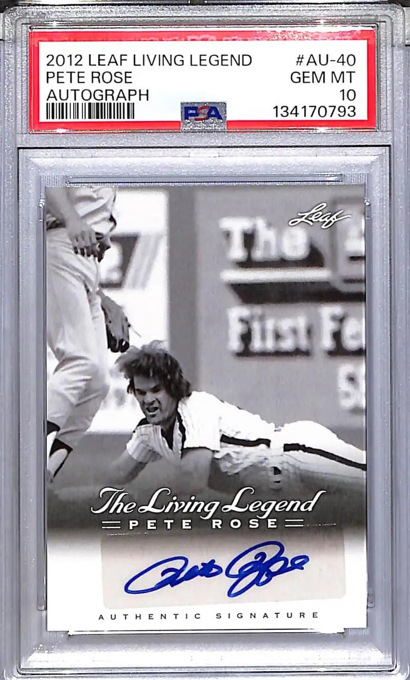 2012 Leaf The Living Legend #AU-40 Pete Rose PSA 10 GEM MINT Auto - Baseball Card Single