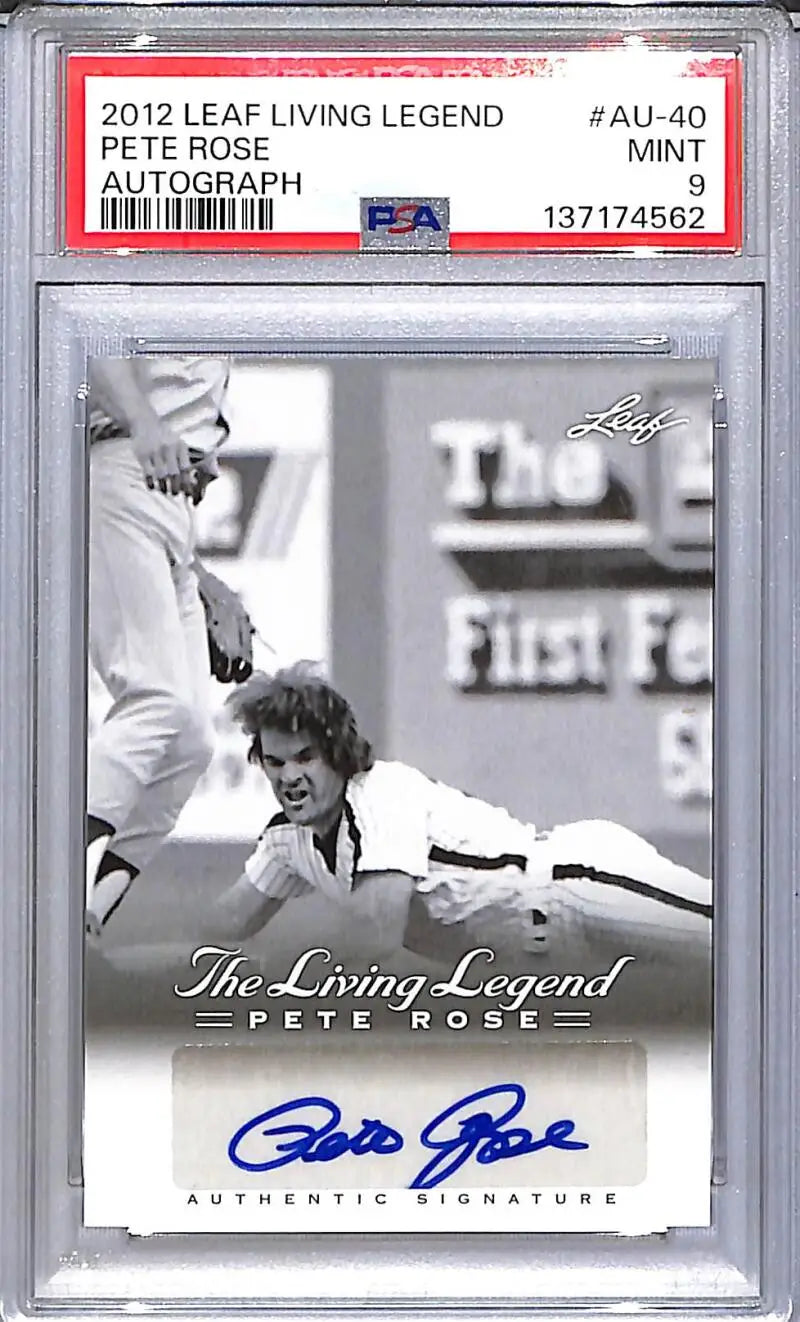2012 Leaf The Living Legend #AU-40 Pete Rose PSA 9 MINT Auto - Baseball Card Single