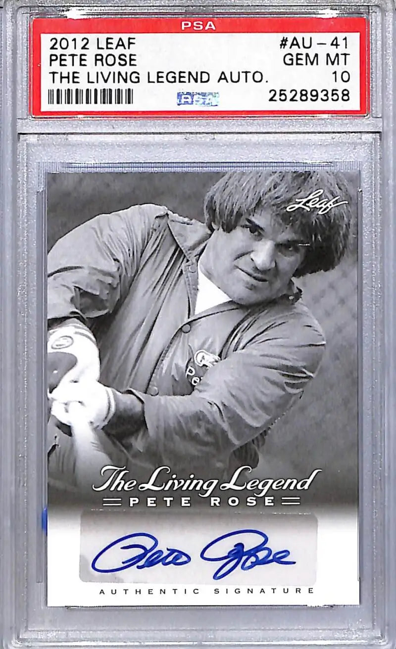 2012 Leaf The Living Legend #AU-41 Pete Rose PSA 10 GEM MINT Auto - Baseball Card Single
