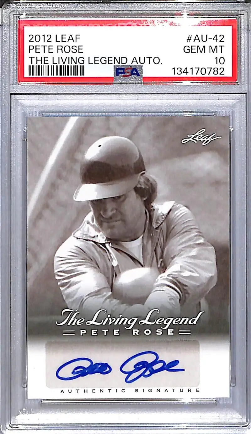 2012 Leaf The Living Legend #AU-42 Pete Rose PSA 10 GEM MINT Auto - Baseball Card Single