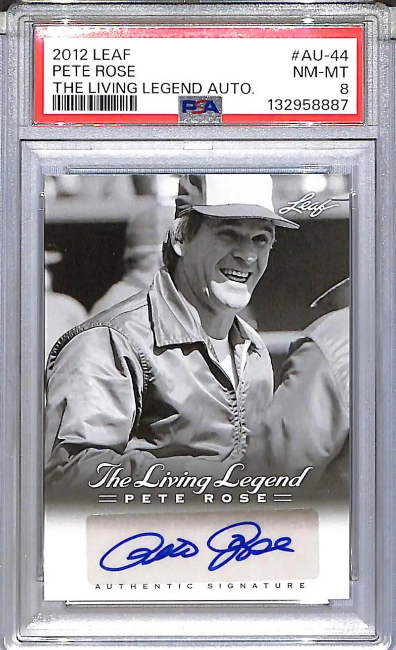 2012 Leaf The Living Legend #AU-44 Pete Rose PSA 8 NM-MT Auto - Baseball Card Single