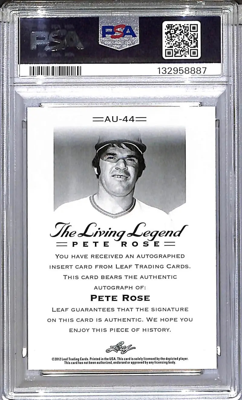 2012 Leaf The Living Legend #AU-44 Pete Rose PSA 8 NM-MT Auto - Baseball Card Single