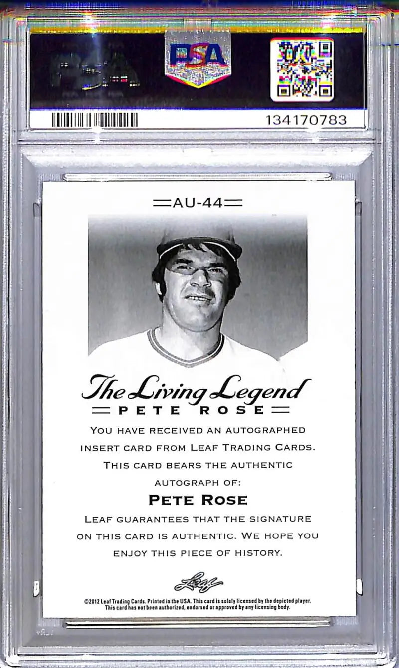2012 Leaf The Living Legend #AU-44 Pete Rose PSA 9 MINT Auto - Baseball Card Single