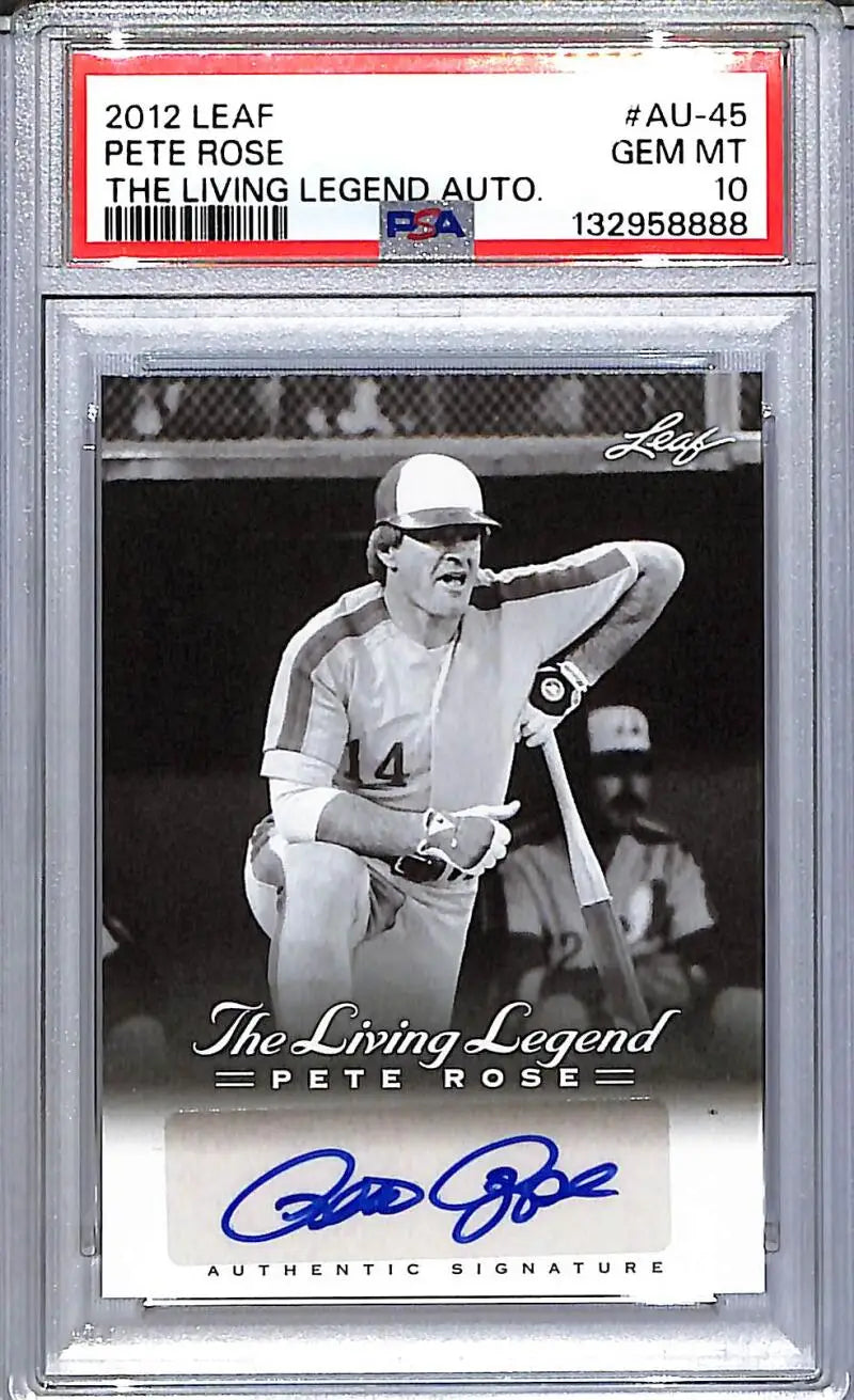 2012 Leaf The Living Legend #AU-45 Pete Rose PSA 10 GEM MINT Auto - Baseball Card Single