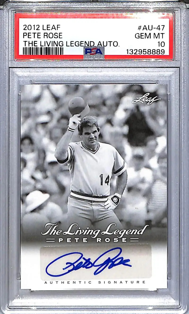 2012 Leaf The Living Legend #AU-47 Pete Rose PSA 10 GEM MINT Auto - Baseball Card Single