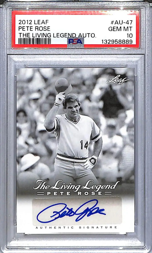 2012 Leaf The Living Legend #AU-47 Pete Rose PSA 10 GEM MINT Auto - Baseball Card Single