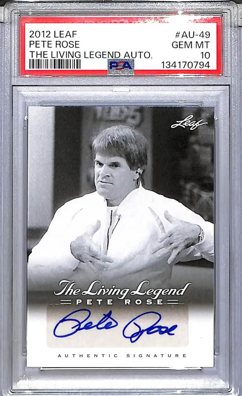 2012 Leaf The Living Legend #AU-49 Pete Rose PSA 10 GEM MINT Auto - Baseball Card Single