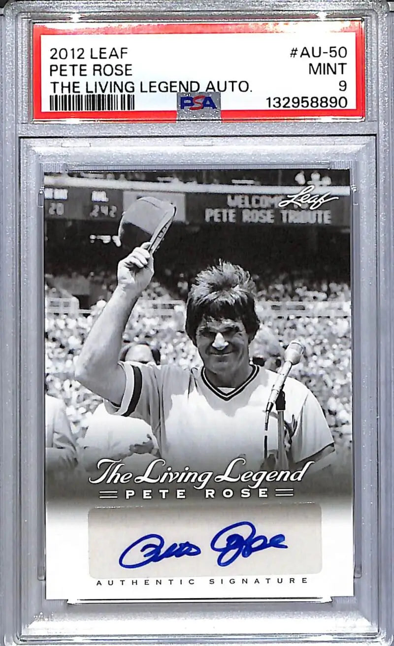 2012 Leaf The Living Legend #AU-50 Pete Rose PSA 9 MINT Auto - Baseball Card Single
