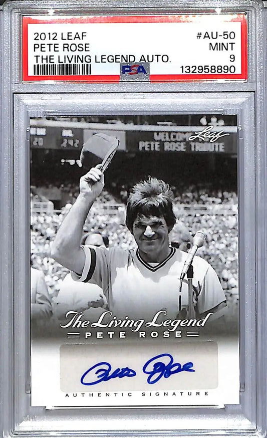2012 Leaf The Living Legend #AU-50 Pete Rose PSA 9 MINT Auto - Baseball Card Single