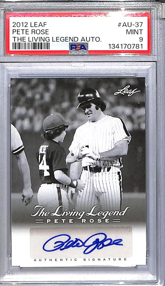 2012 Leaf The Living Legends #AU-37 Pete Rose PSA 9 MINT Auto - Baseball Card Single