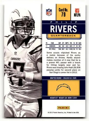 2012 Panini Contenders #79 Philip Rivers San Diego Chargers Football ID:55939 - Football Card Single