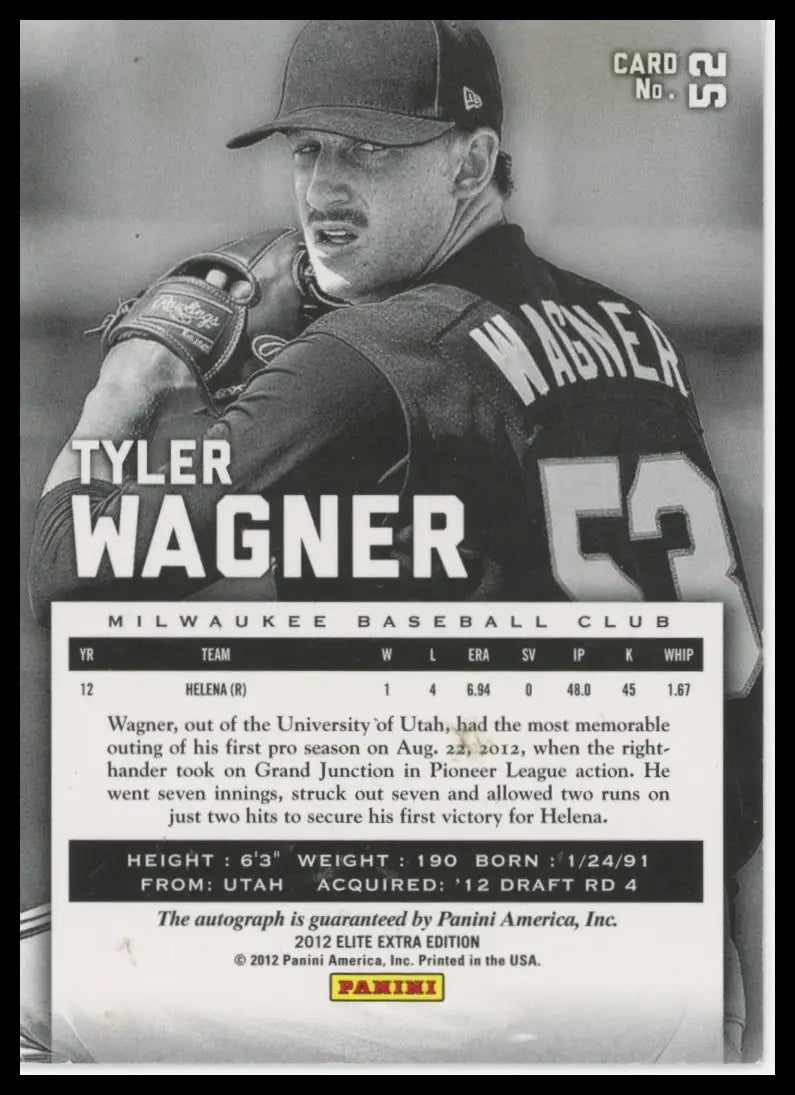 2012 Panini Elite Extra Edition - Franchise Futures Auto Tyler Wagner 52 /481 LP - Baseball Card Single