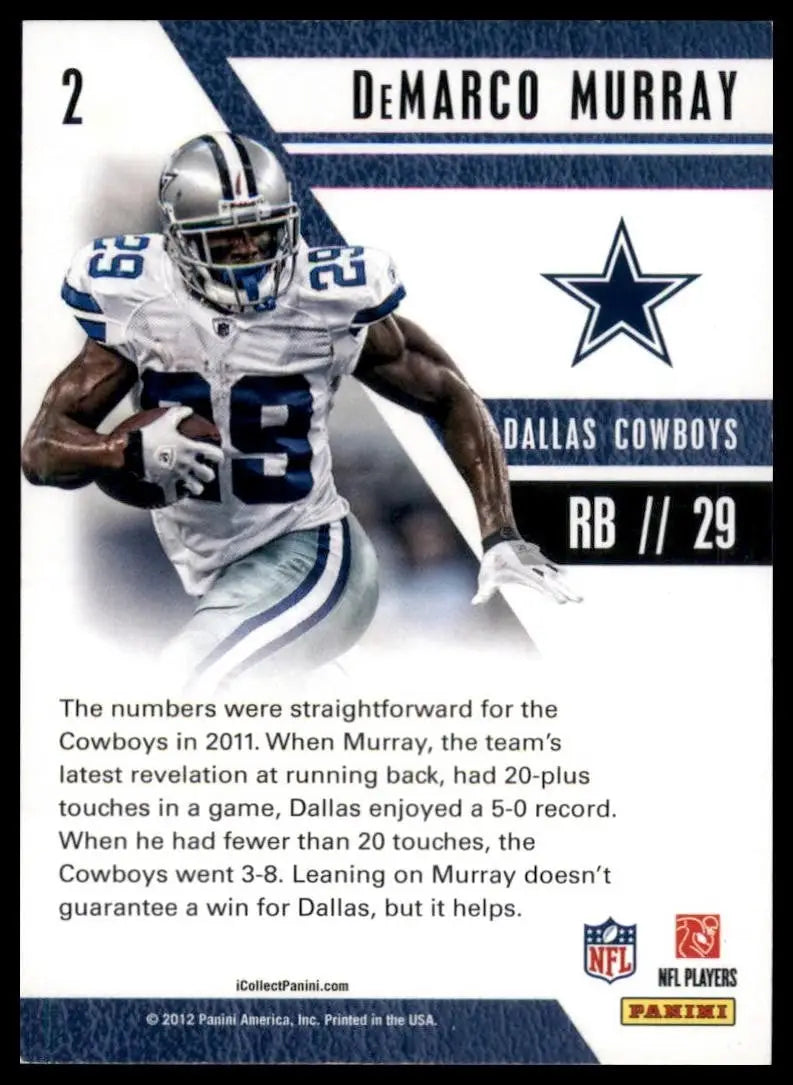 2012 Panini NFL Player of the Day DeMarco Murray #2 Dallas Cowboys Football Card