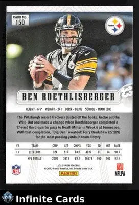 2012 Panini Prizm BEN ROETHLISBERGER #150 Pittsburgh Steelers
