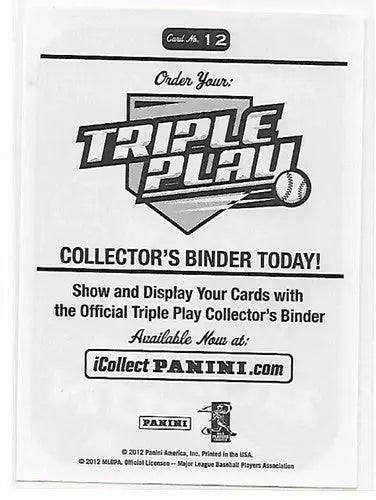 2012 Panini Triple Play Stickers #12 Sticker NM-MT - Baseball Card Single