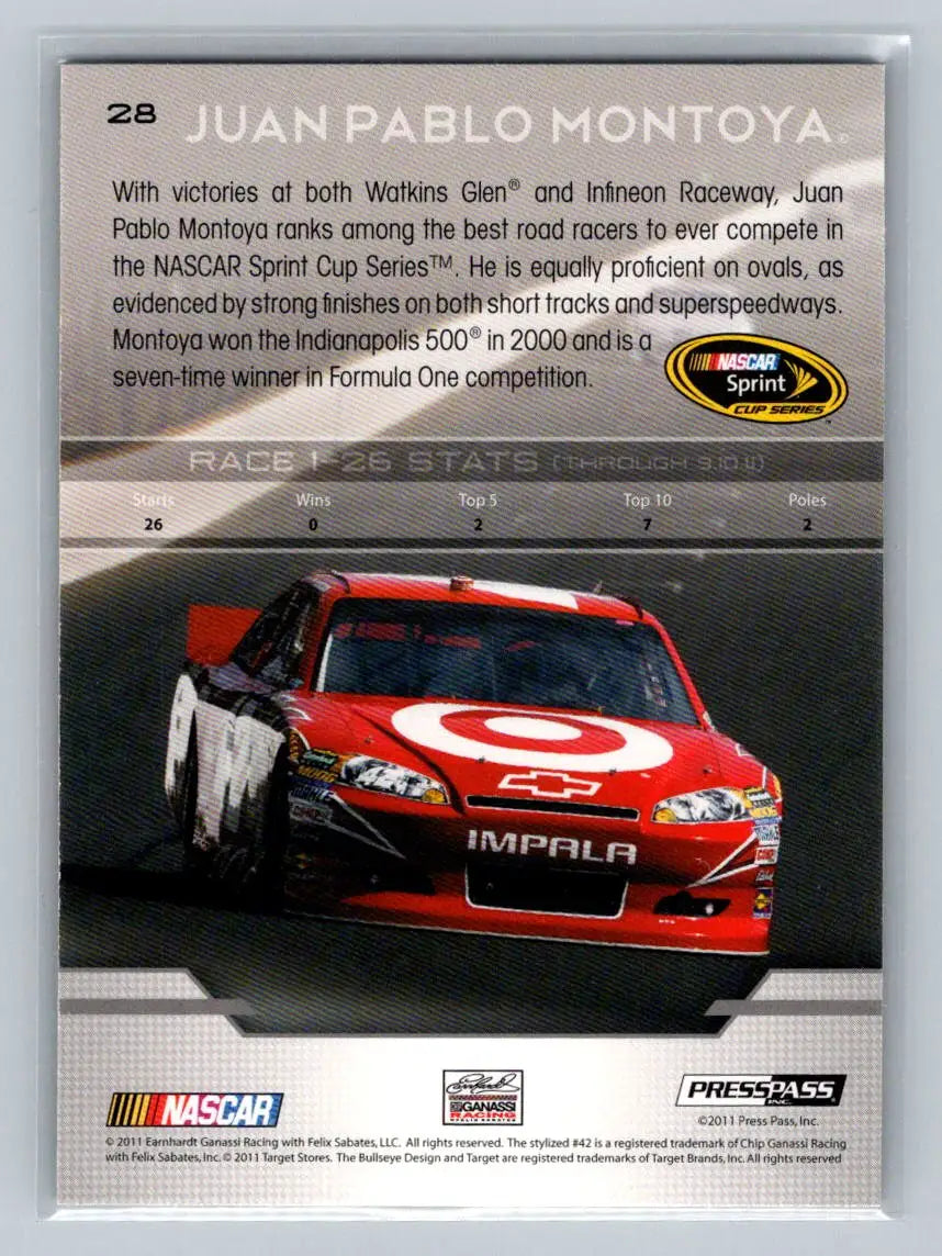 2012 Press Pass #28 Juan Pablo Montoya Earnhardt-Ganassi Racing - Racing Card Single