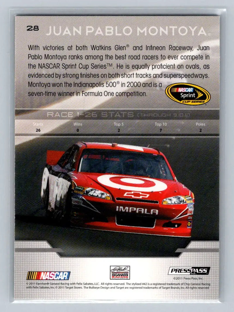 2012 Press Pass #28 Juan Pablo Montoya Earnhardt-Ganassi Racing - Racing Card Single