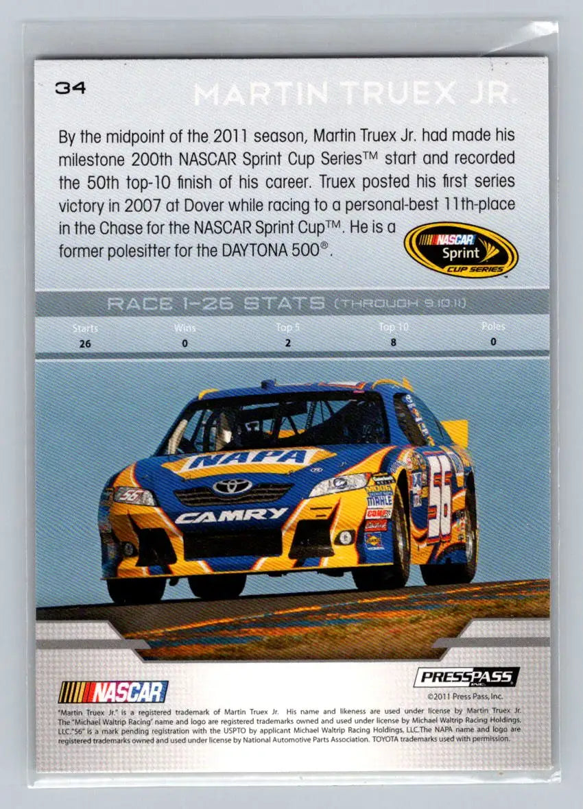 2012 Press Pass #34 Martin Truex Jr. Michael Waltrip Racing - Racing Card Single