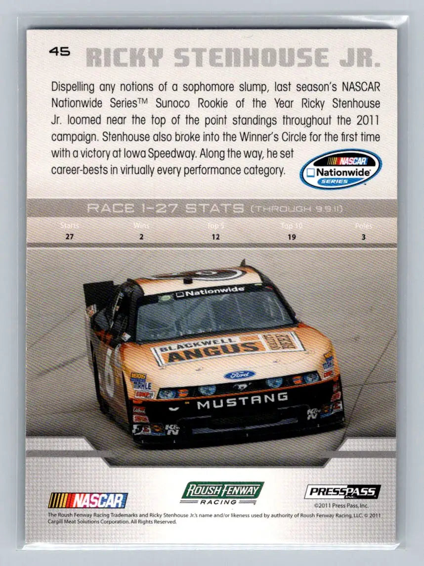 2012 Press Pass #45 Ricky Stenhouse Jr. Roush Fenway Racing - Racing Card Single