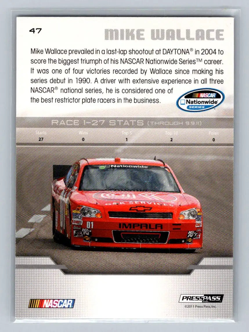 2012 Press Pass #47 Mike Wallace JD Motorsports - Racing Card Single