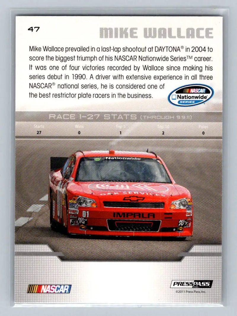 2012 Press Pass #47 Mike Wallace JD Motorsports - Racing Card Single