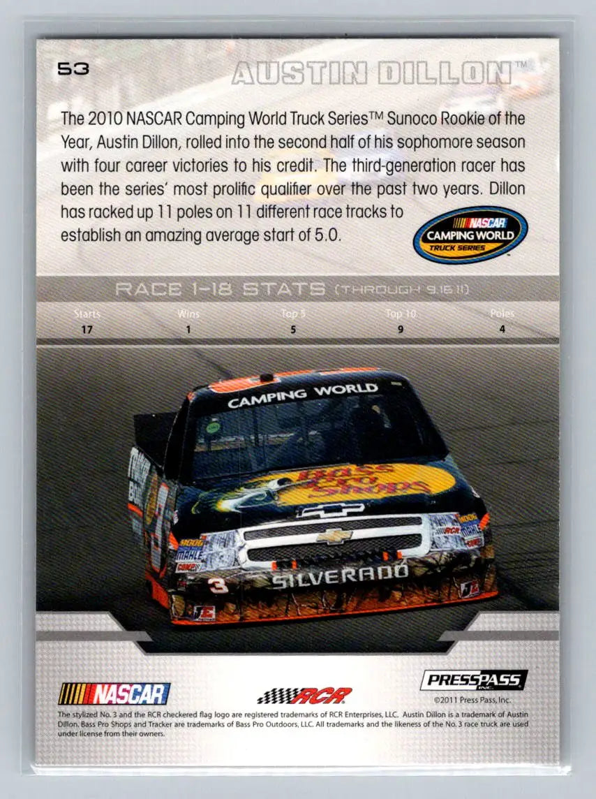2012 Press Pass #53 Austin Dillon Richard Childress Racing - Racing Card Single