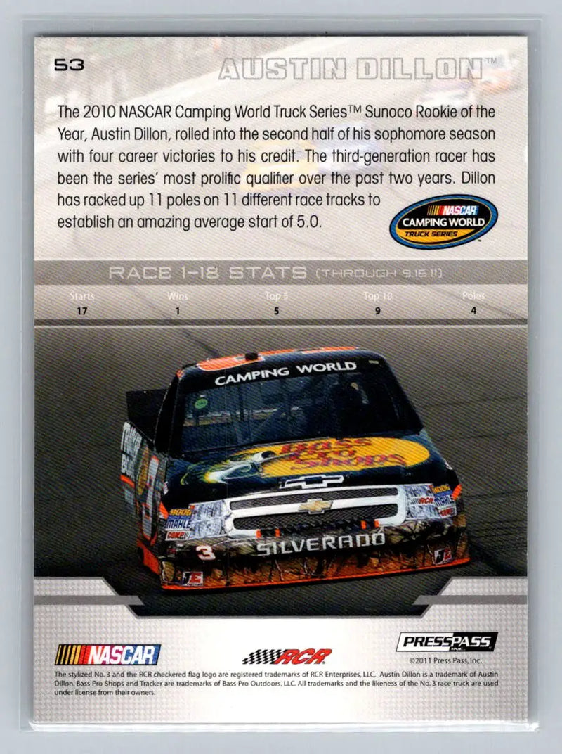 2012 Press Pass #53 Austin Dillon Richard Childress Racing - Racing Card Single