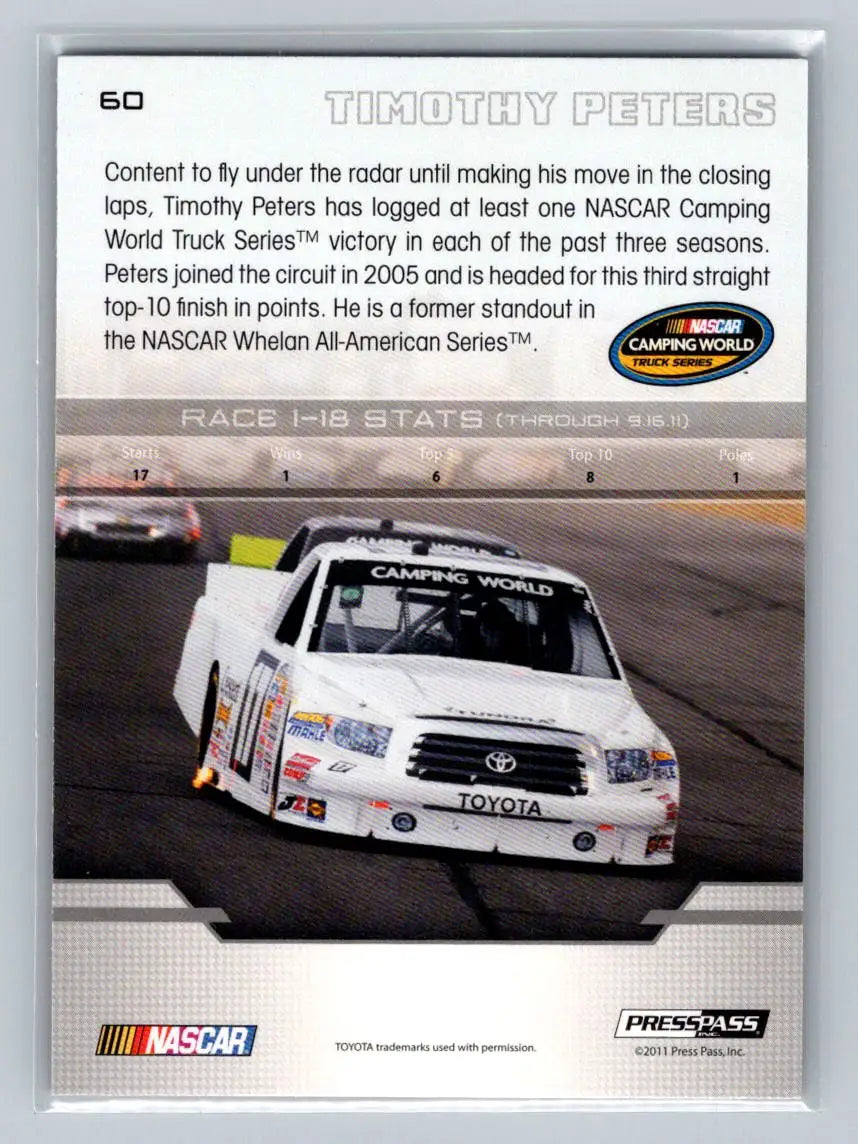 2012 Press Pass #60 Timothy Peters Red Horse Racing - Racing Card Single