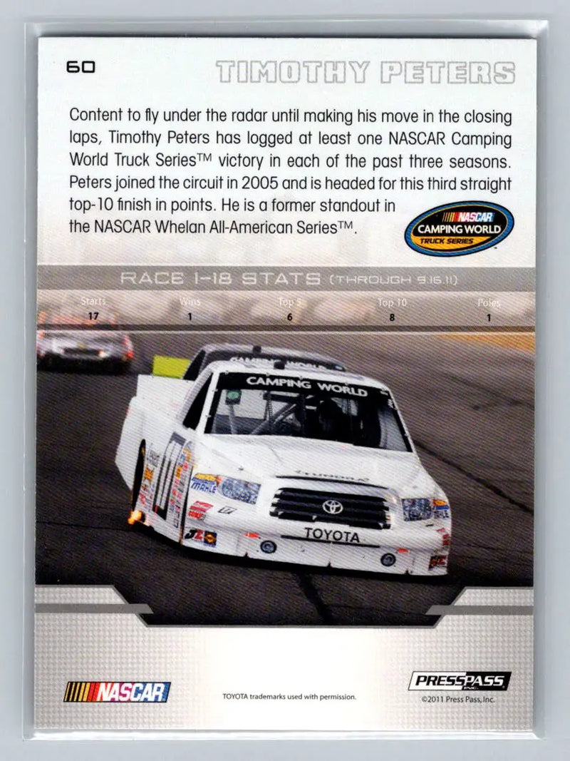 2012 Press Pass #60 Timothy Peters Red Horse Racing - Racing Card Single
