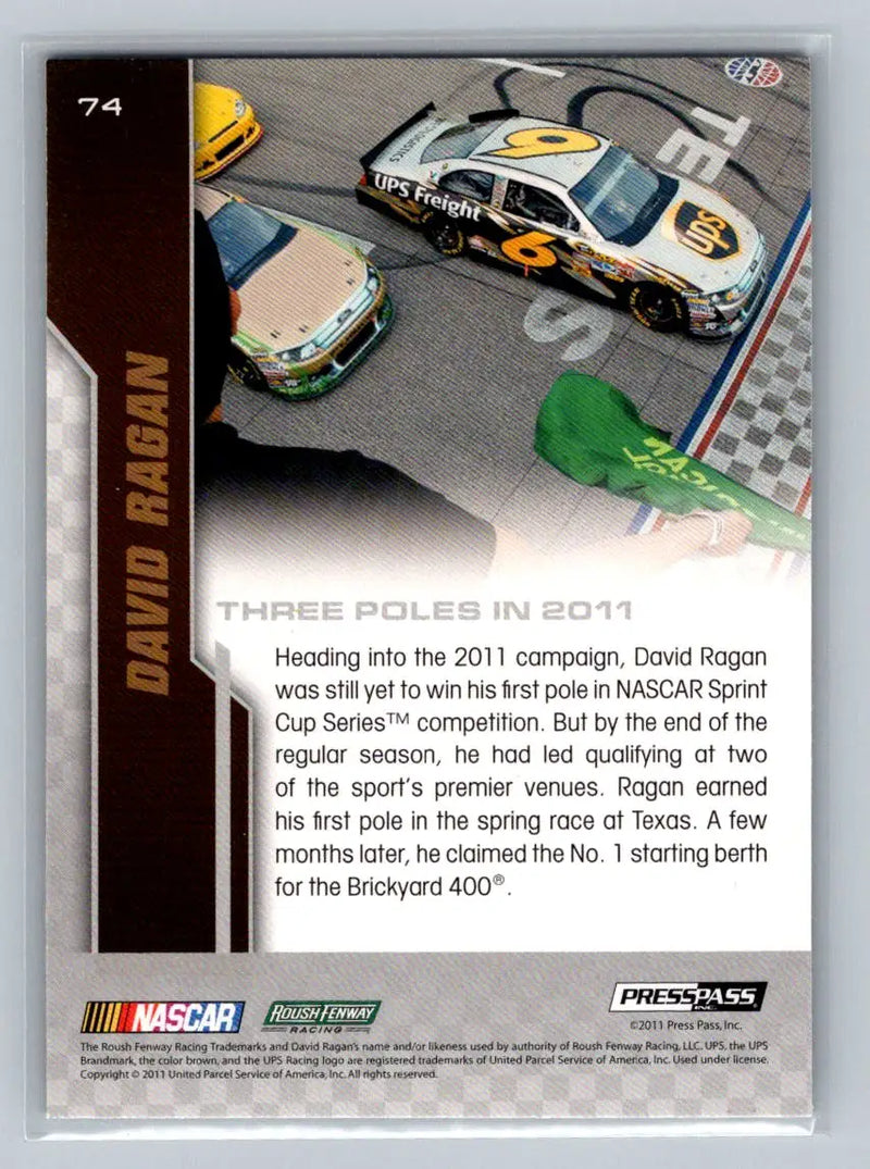 2012 Press Pass #74 David Ragan Roush Fenway Racing - Racing Card Single