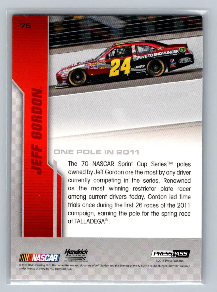 2012 Press Pass #76 Jeff Gordon Hendrick Motorsports - Racing Card Single