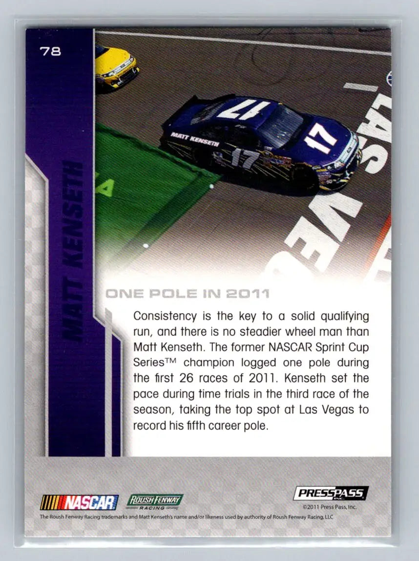 2012 Press Pass #78 Matt Kenseth Roush Fenway Racing - Racing Card Single