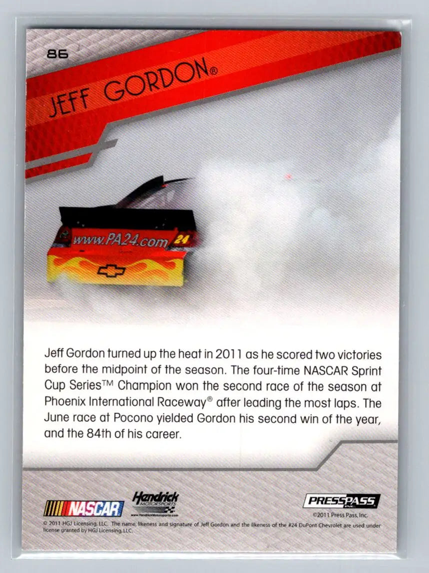 2012 Press Pass #86 Jeff Gordon Blue Foil Hendrick Motorsports - Racing Card Single