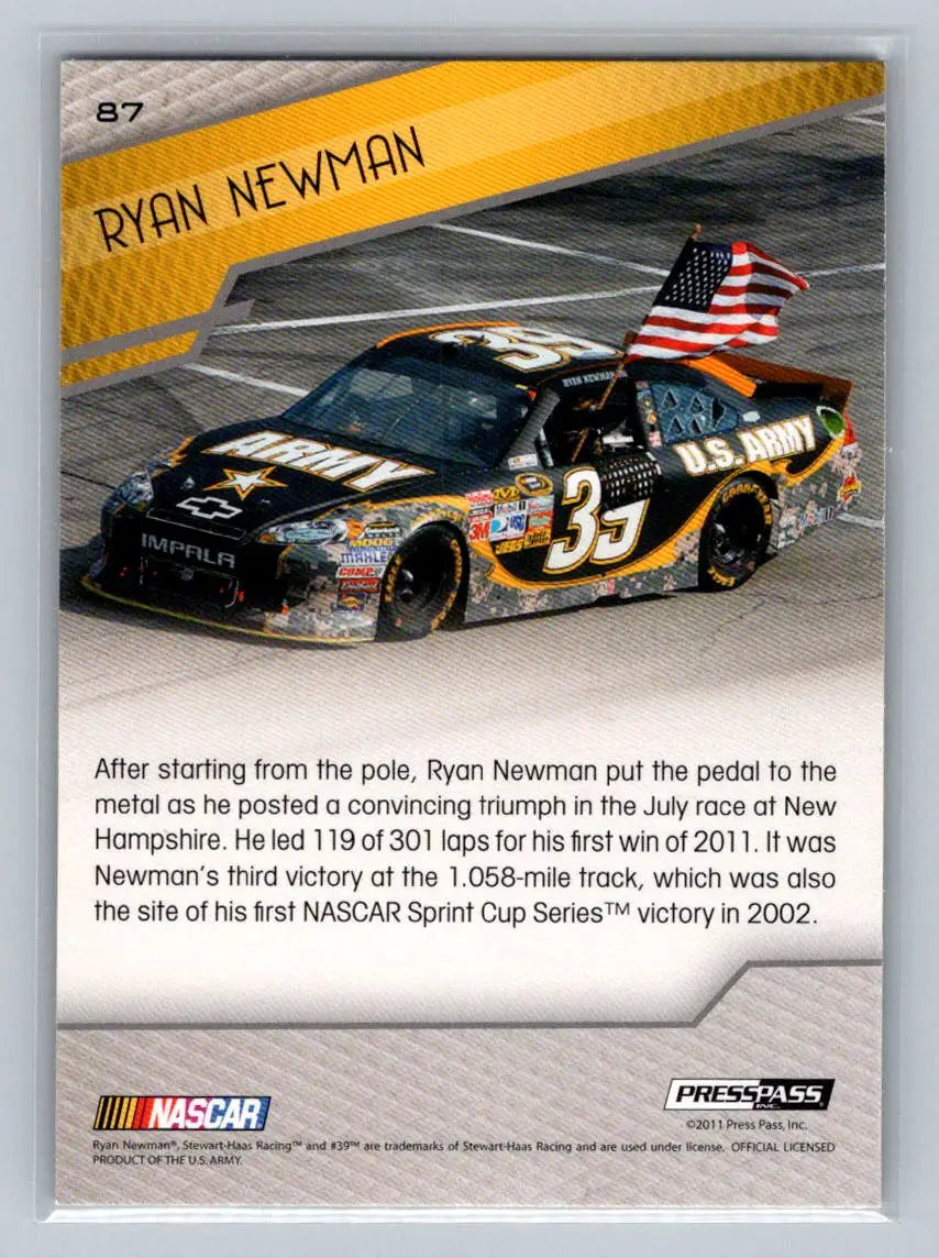 2012 Press Pass #87 Ryan Newman Stewart-Haas Racing - Racing Card Single
