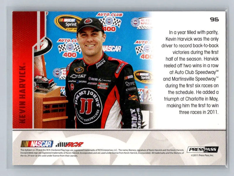 2012 Press Pass #95 Kevin Harvick Back to Back Wins Richard Childress Racing - Racing Card Single
