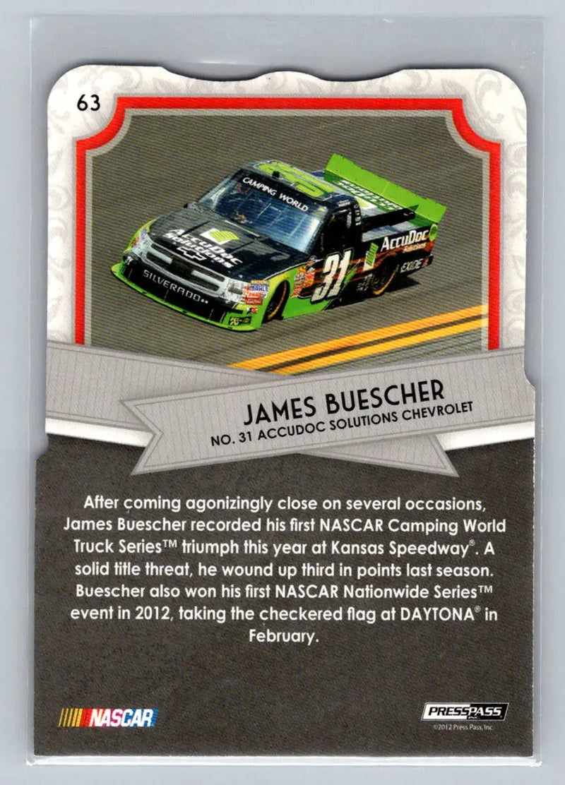 2012 Press Pass Fanfare #63 James Buescher Blue Foil Die Cuts Turner Motorsports - Racing Card Single
