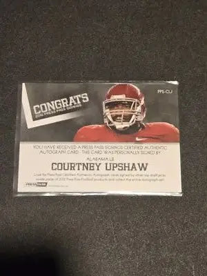 2012 Press Pass #PPS-CU Courtney Upshaw Autographs Gold #/199 - Football Card Single