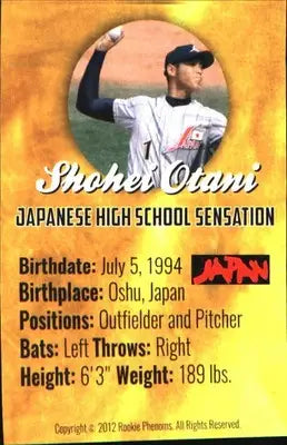 2012 Rookie Phenoms High School Sensation - Batting Gold #nno Shohei Otani - Baseball Card Single