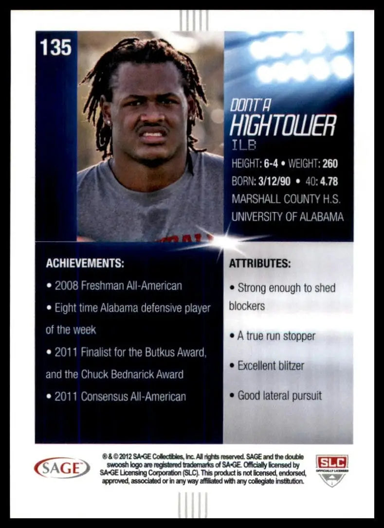 2012 SAGE Hit - Dont’a Hightower #135 (RC)