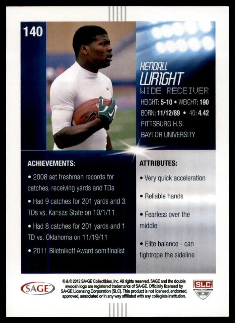 2012 SAGE Hit - Kendall Wright #140 (RC)