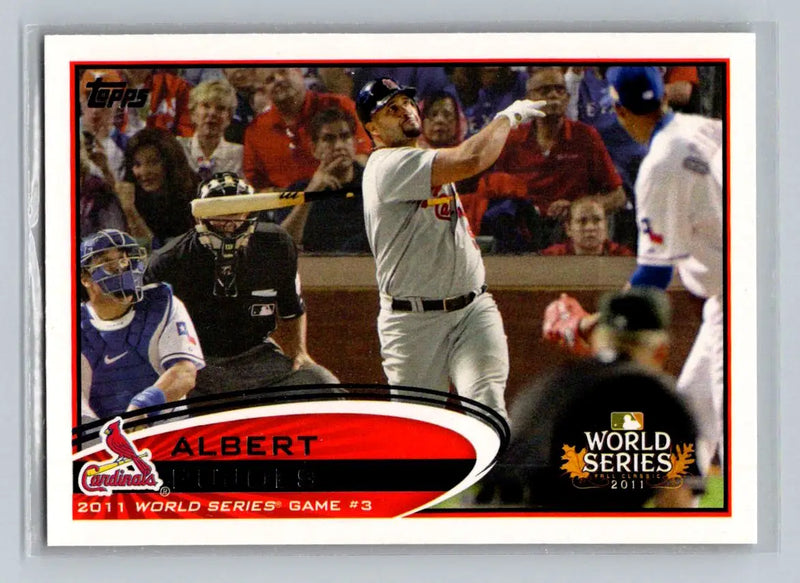 2012 Topps #108 Albert Pujols trading card featuring St. Louis Cardinals player