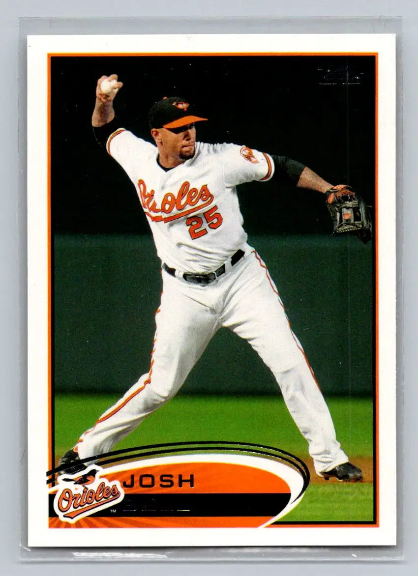 Baseball card of 2012 Topps 121a Josh Bell pitching for the Baltimore Orioles