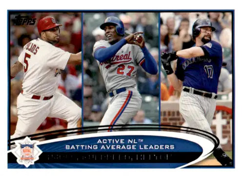 Original gloss baseball card featuring Albert Pujols Vladimir Guerrero Todd Helton rare collectible