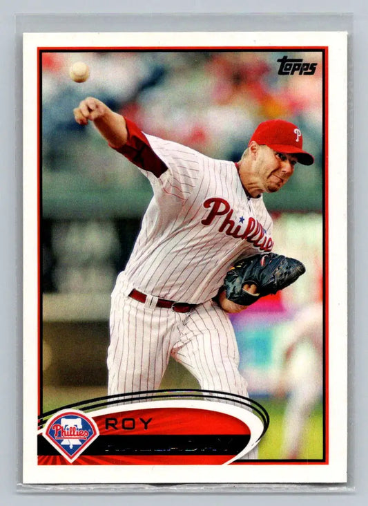 Baseball card of Roy Halladay from the 2012 Topps #150a Philadelphia Phillies set