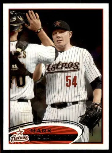 Baseball card featuring Mark Melancon in Astros white pinstripe uniform with original gloss
