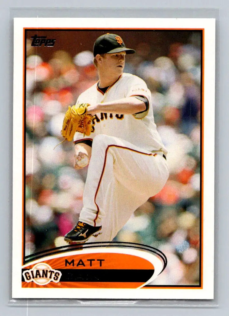 Baseball card of pitcher Matt Cain from 2012 Topps #155a San Francisco Giants